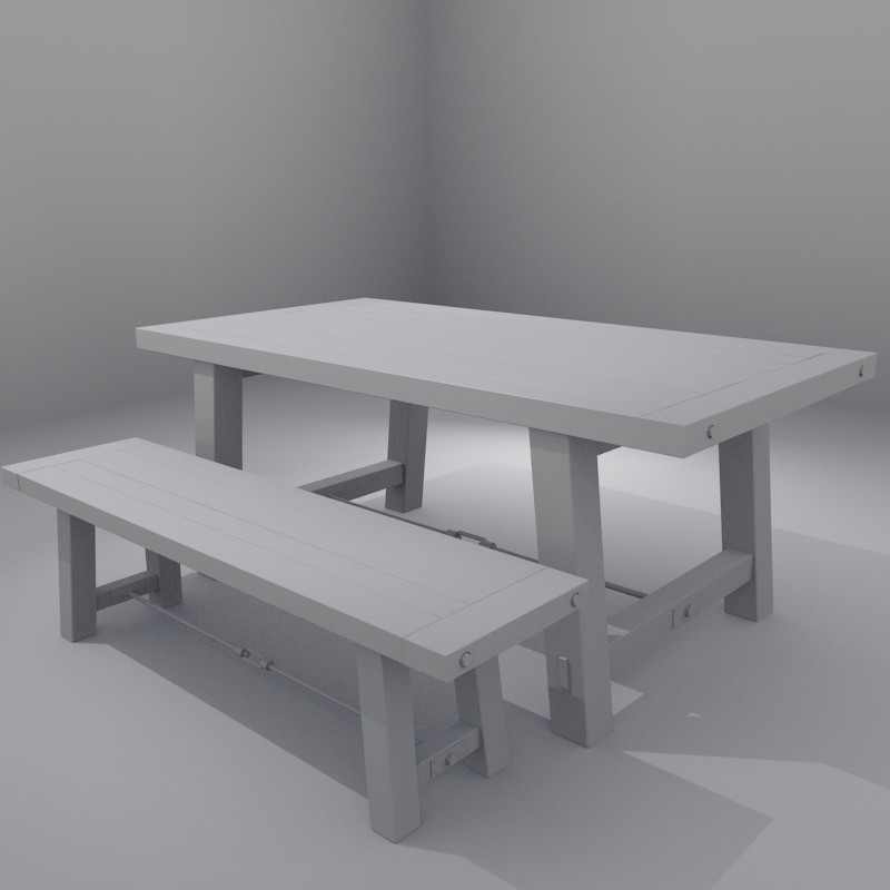 Rustic Table and Bench bnwr preview image 1